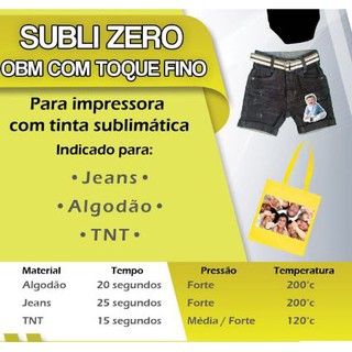 10 Folhas OBM Premium Subli Zero