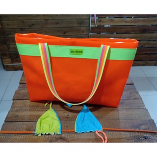 Bolsa de praia neon / bolsa laranja neon / bolsa impermeável / bolsa colorida / bolsa de praia grande / bolsa moda praia / bolsa verão
