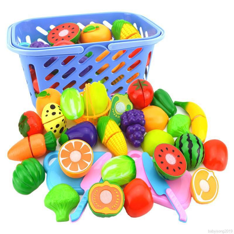 Crianças Corte De Plástico Vegetais Frutas Bebês Brinquedos De Cozinha Educativos Infantis (1)