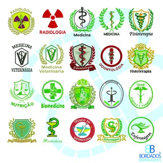 Bordado / Patch de Logomarcas de Profissão Odontologia / Veterinária / Biomedicina / Radiologia / Fonoaudiologia / Farmácia / Fisioterapia / Nutrição