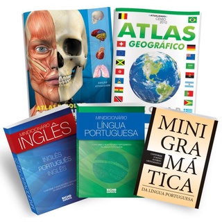 Kit Escolar 6 em 1 - (2 atlas + 2 dicionários + 1 minigramática + DVD)