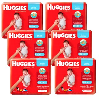 Fralda huggies supreme care RN recém nascido com 6 pacotes (1)