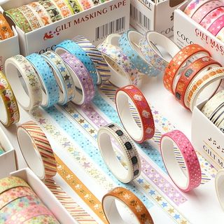 10pcs/box Gold Star Washi Masking Tape Scrapbooking DIY Decortion Label 2m