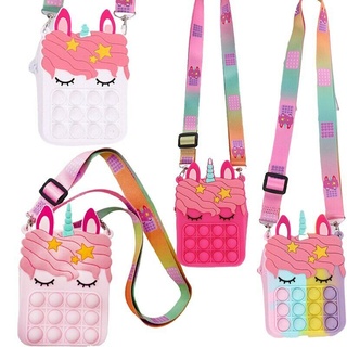 Unicorn Popper Push Bubble Wallet Handbag Dimple Messenger Bag Fidget Bag Antistress