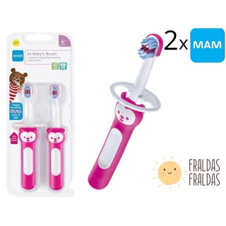 Escova de dente infantil MAM Baby training Brush +6 meses contém 2 escovas para os primeiros dentes