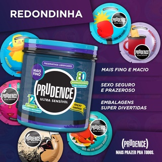 preservativo Camisinha Redondinha Prudence Ultra Sensivel C/12 unidades pote variados.