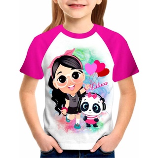 Camiseta Infantil Luluca Panda Luluca Mangas Pink Youtuber luluca panda camiseta menina
