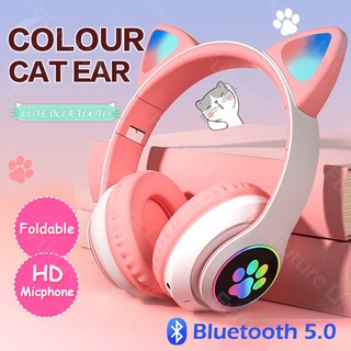 Headset Bluetooth Orelha De Gato Gatinho Cat Ear Led Light Headphone Fone De Ouvido Sem Fio Com Microfone