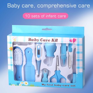 Cuidados Com O Bebê Kit 10 Em 1 Grooming Set Aspirador Nasal Termômetro Escova De Cabelo Recém-Nascido Presente Cortador De Unhas (1)