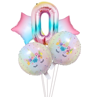 5 Pçs Balões De Hélio Com Desenho De Unicórnio / Brinquedo Para Bebê / Menina / Menino / Festa De Aniversário (4)