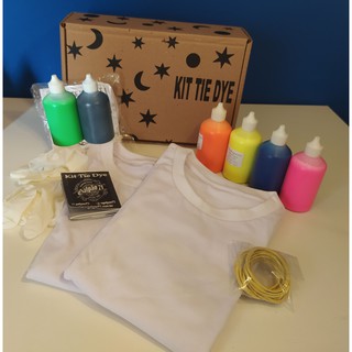 Kit Completo para Fazer Tie Dye com 2 camisetas e 5 Cores