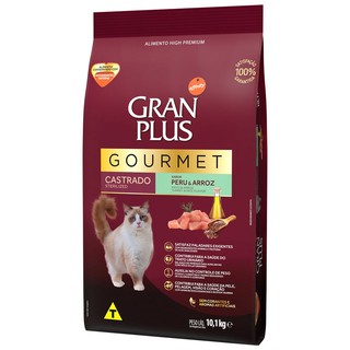 Ração Gran Plus Gourmet Gatos Castrados Peru e Arroz 10kg