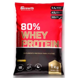 Whey Growth 1kg Concentrado 80% Suplemento Whey Protein Vários Sabores 100% Original (1)