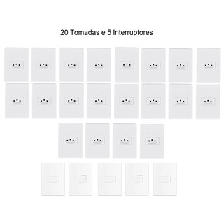 Kit 20x Tomada 10a + 5x Interruptores 1 Tecla Simples! (1)