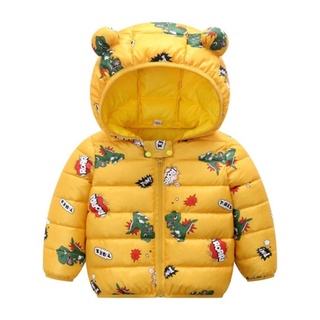 Boys Hooded Down Jackets For Kids Coats 2021 Fashion Autumn Boys Cartoon Warm Jacket Coat Jacket Toddler Girl Zipper Jacket Baby Outerwear 1-5 Years Old