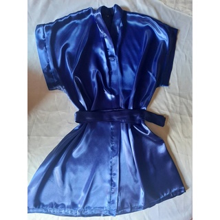 Robe hobbe roubao de cetim femenino azul royal