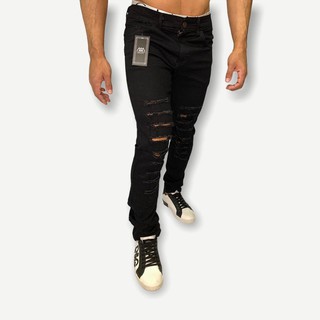 Calça Jeans Sarja Masculina Skinny Slim rasgad envio imediato pronta entrega com frete grátis em promoção por tempo limitado MÁXIMOS BERMUDARIA