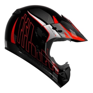 Capacete Esportivo Ebf Gravity Super Motard C/ Viseira Motocross Trilha Preto Vermelho