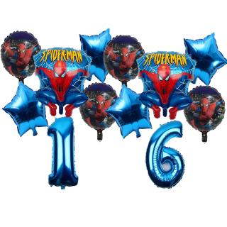 6pçs / Conjunto Balões De Hélio De Balão De Festa De Aniversário Homem-Aranha 32 Polegadas Número
