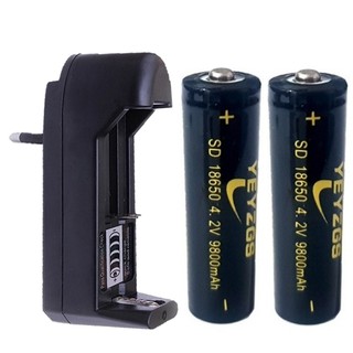 Kit Carregador Bateria + 2 Pilha Para Lanterna Tática Police