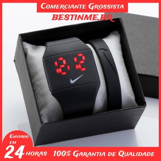 【Enviado em 24 Horas】 Nike Original Relógio de Pulso Esportivo Lazer Eletrônico Digital com LED Borracha