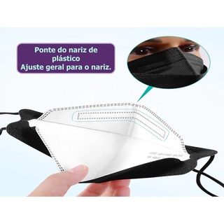 Mascara kn95 3D Boca De Peixe Adulto Lisa Facial 5 Camadas N95 Pff2 Proteção Respiratoria Sem Válvula (9)