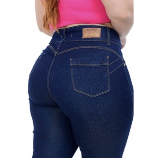 kit 2 calça feminina plus size jeans cintura alta com lycra fashion (4)