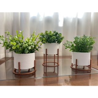 Kit 3 Vasos Cachepot Mini Decorativo Com Suporte Para Mini Cactos ou Suculentas ou Plantas Artificiais e Naturais (3)