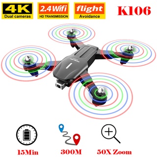 Drone K106 4K HD Câmera Dupla Com Sensor Óptico Posicionamento Visual Obstacle Evitance LED
