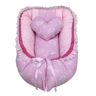 Ninho para nenê 80 cm x 60 cm com colchão e zíper rosa bebe