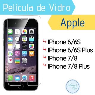 Película de vidro para ceular smartphone Iphone 6, 6 plus / 6s, 6s plus / 7, 7 Plus / 8, 8 plus