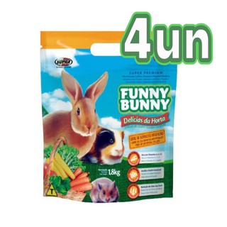 Ração para Hamster, Porquinho da India, Coelho Funny Bunny delicias da horta 4 unidades x 1,8Kg (1)