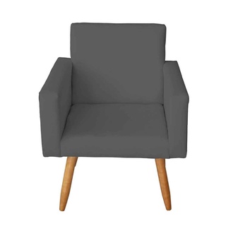Poltrona Cadeira Decorativa Nina Suede Cinza- Móveis Mafer 2