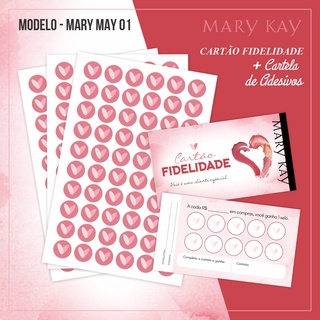 50 Cartões Fidelidade Mary Kay + 500 adesivos - NÃO PERSONALIZAVÉL