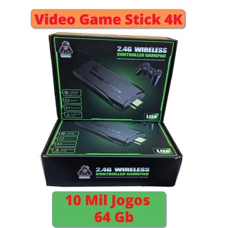 Video Game Stick 4k 10mil Jogos Retro antigo 2 Controles Sem Fio Console Original Portatil