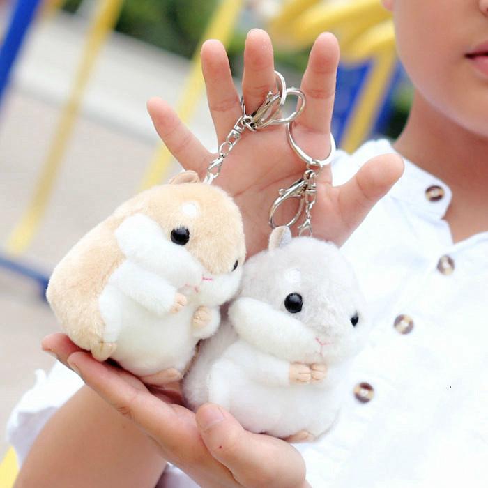 Mini Hamster Pom Pom Chaveiros / Mulheres Fofo Brinquedo Saco Boneca Carro Chaveiro Acessórios / Meninas Pingentes Chave