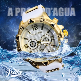 Relógio Masculino a Prova Dagua Moda Luxo Relógio de Quartzo Dourado Branco Prata