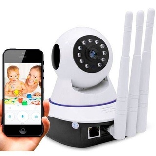 câmera iP robô 3 antenas wifi visão noturna full HD 360º microfone áudio babá eletrônica robozinho sem fio