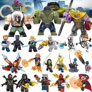Lego Marvel Os Vingadores Thanos Minifigures Hulk Homem De Ferro Capitão Marvel Crianças Quebra @ - @ Cabeça Building Blocks Brinquedos Presentes
