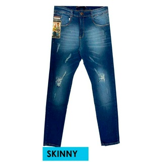 Calça Jeans Masculina Skinny Destroyed com Bolso Celular