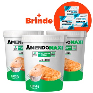 Combo 3 Pastas de Amendoim Amendomaxi 1kg - Beijinho + Brindes (1)
