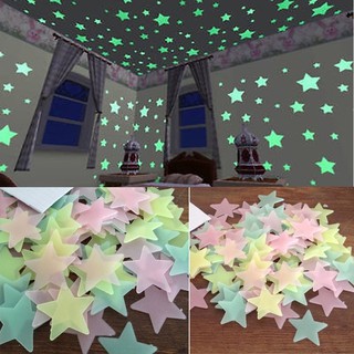 Adesivos De Plástico Luminosos Coloridos De Estrela Que Brilha No Escuro / Decoração De Casa (1)