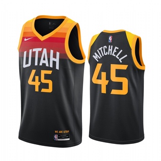 (Pressed) Camisa Nba Utah Jazz 45 # Mitchell 2021 City Edition Preto E Outros Estilos Camisa De Basquete