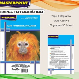 Papel Fotográfico Masterprint Adesivo 130g - Pt C/ 50 Fls