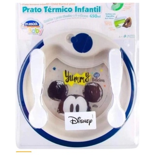 Prato Térmico Infantil Com Ventosa E 02 Colheres - 450ml - Plasútil - Mickey Baby