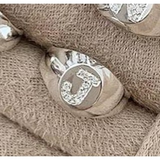 Anel mindinho em prata legitima 925 letra cravadas de zirconias