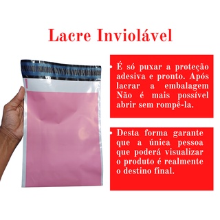 Envelope Plástico de Segurança 26x36 Saco Rosa bebê Correios Resistente com Lacre Inviolável (10 / 20 e 30 unidades) (3)