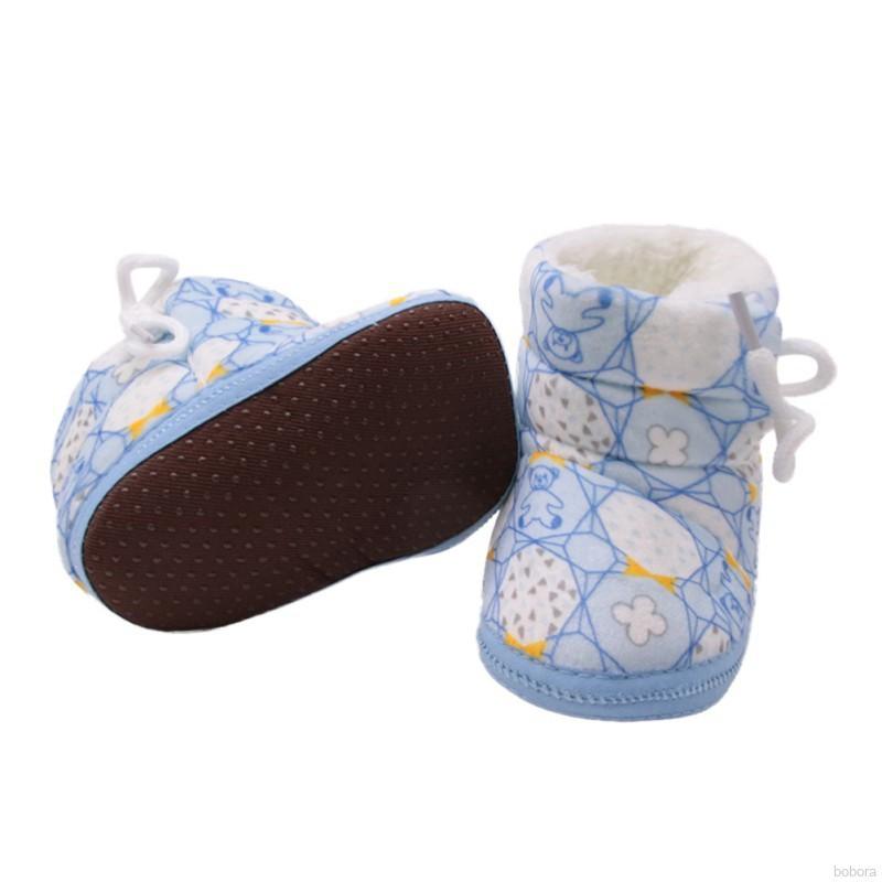 BOBORA Sapatos De Algodão Para Bebê Recém-Nascido Estampa Lateral Com Laço (4)