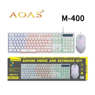 Kit Teclado com Rgb Mouse Semi Mecânico Gamer Led Mouse Óptico AOA M-300/M-400