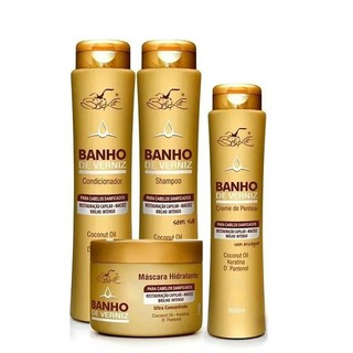 Kit Capilar Banho de Verniz Belkit (Shampoo, Condicionador, Máscara e Creme de pentear)